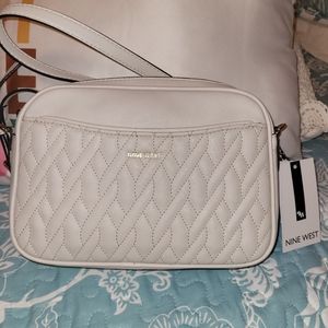 Nine West Cream Quilted Crossbody Bag